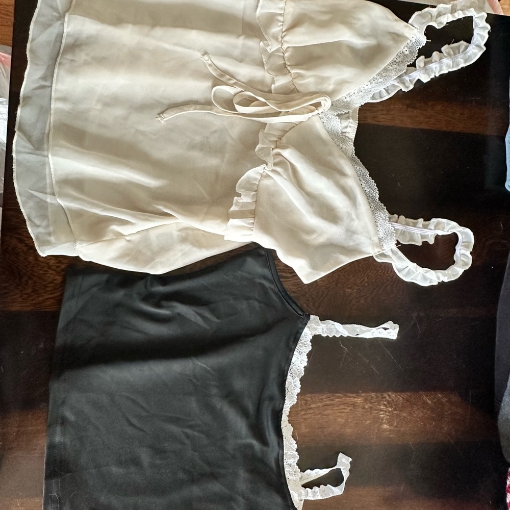 SHEIN Cream and Black Camisole Set